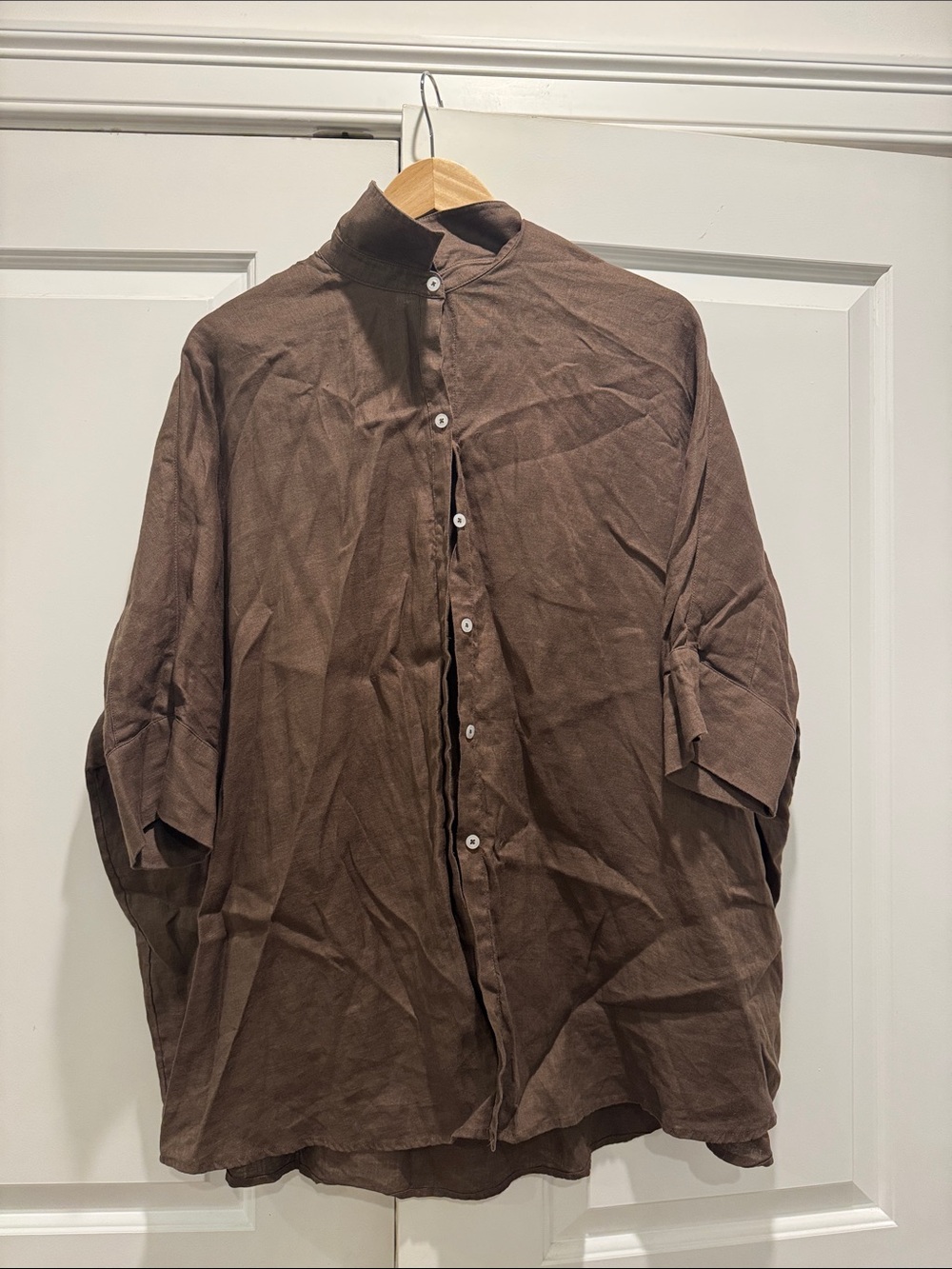 Relaxed Button-Down Shirt in Brown